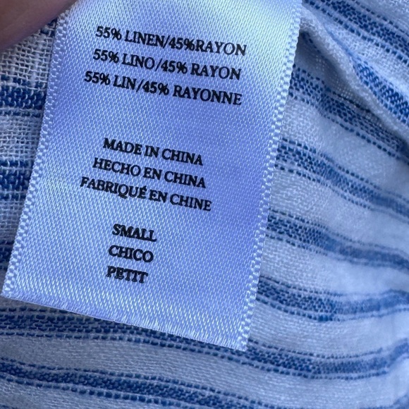 Rails Raylyn Fremont Linen Rayon Blend Blue White Striped Boho Blouse Top Small - Picture 15 of 16